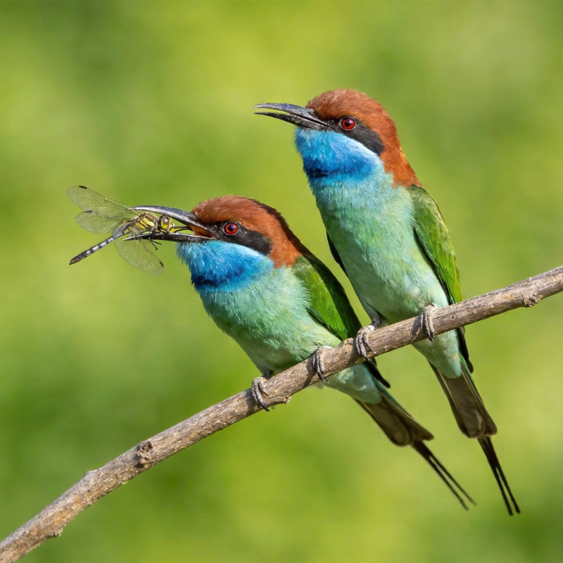 蜂虎捕食蜻蜓图片