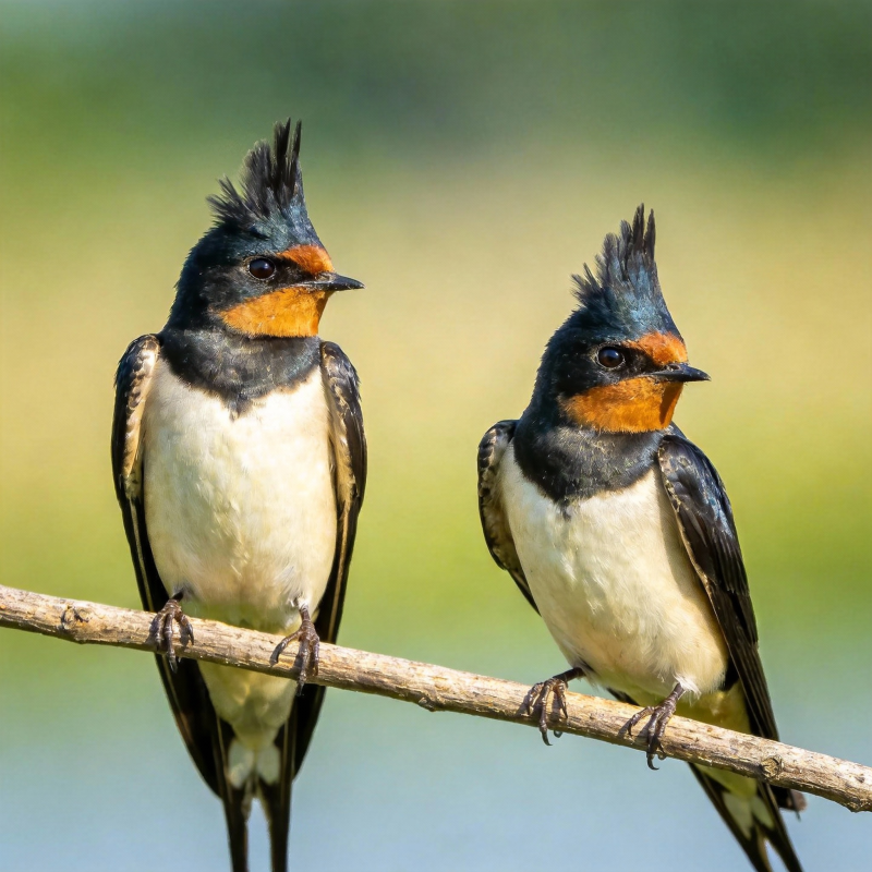 两只燕子栖息枝头图片