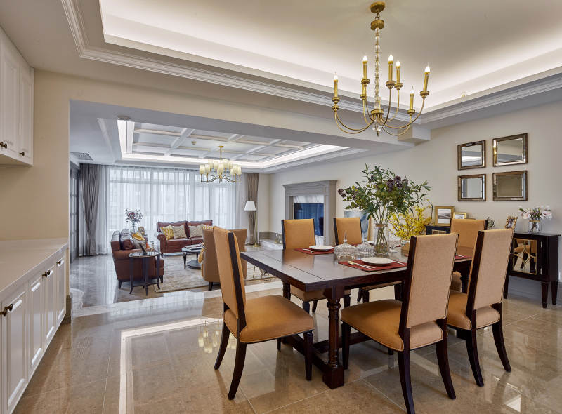 豪华餐厅与客厅全景图片