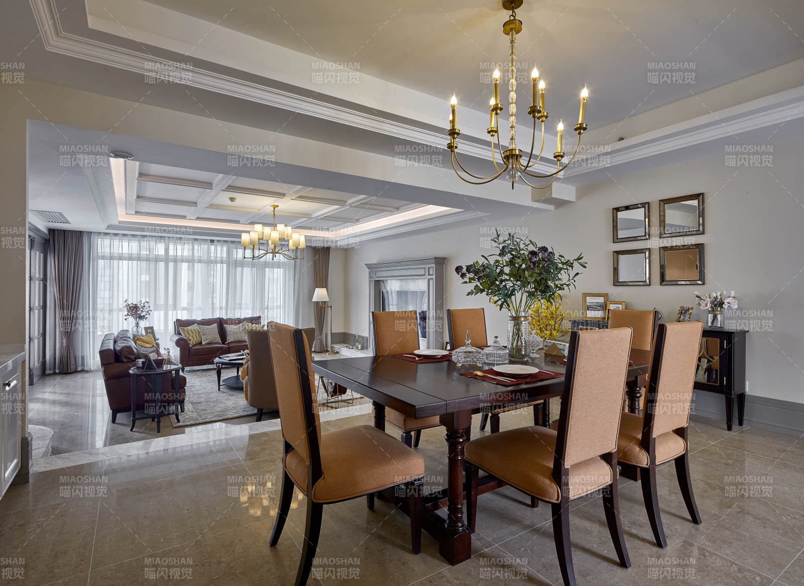 豪华客厅餐厅全景图片