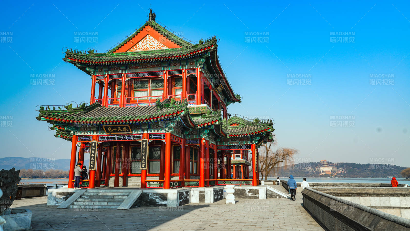 颐和园景明楼湖畔风光图片