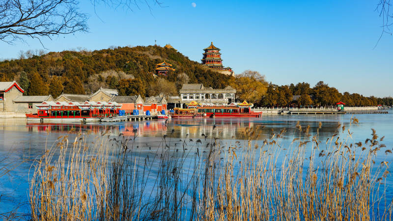 颐和园秋湖佛香阁映水景图片