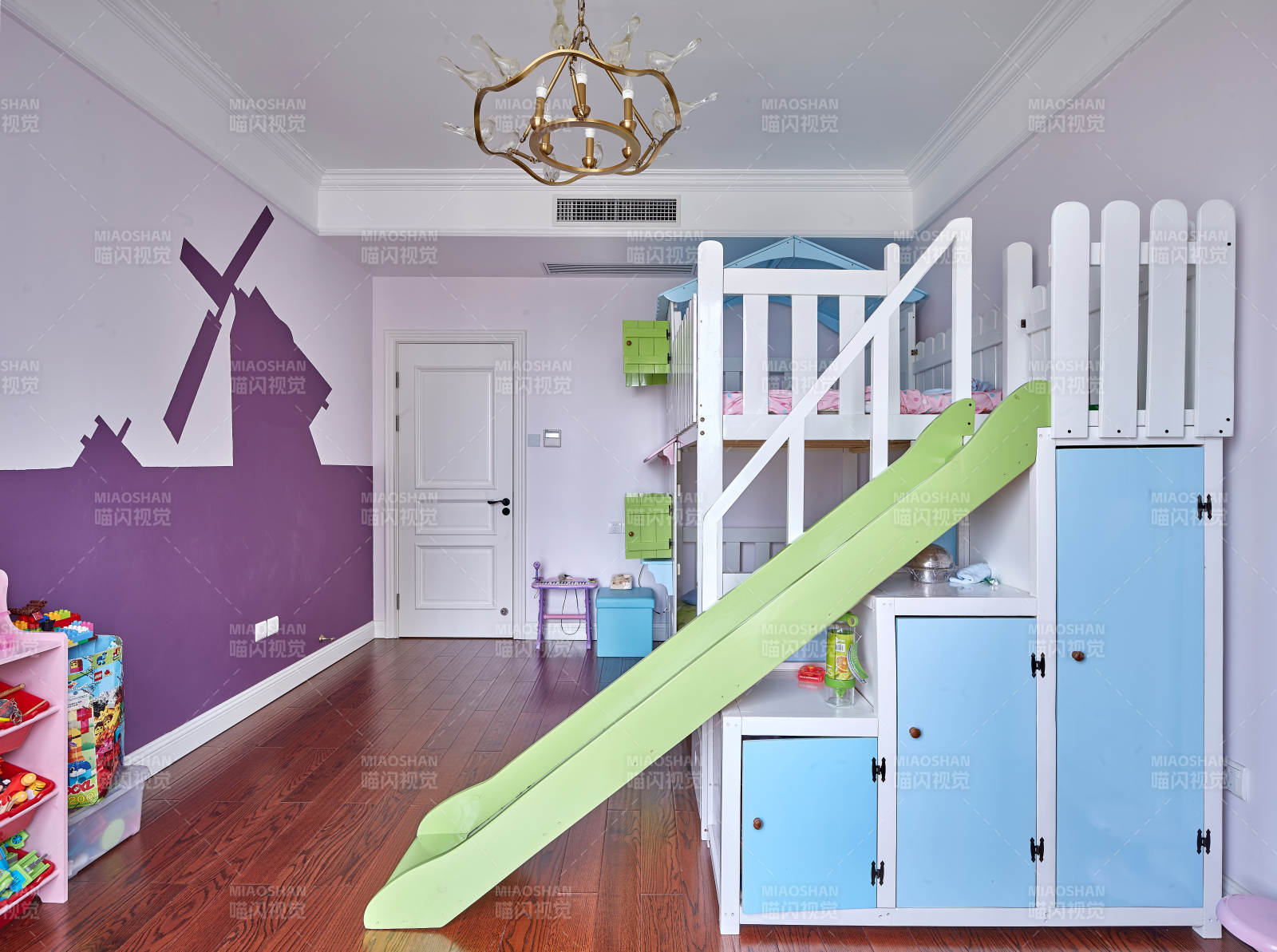 儿童房滑梯床设计图片