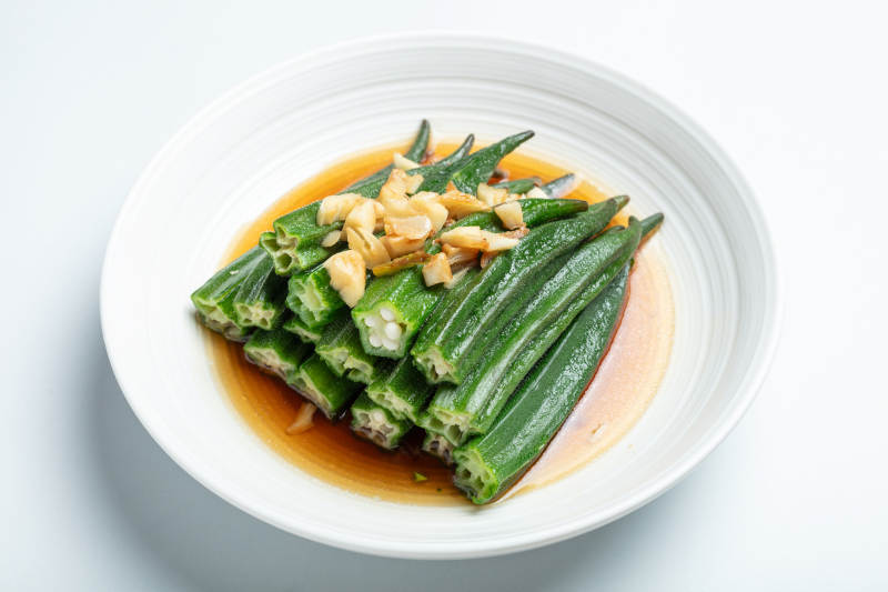 秋葵拌蒜末图片