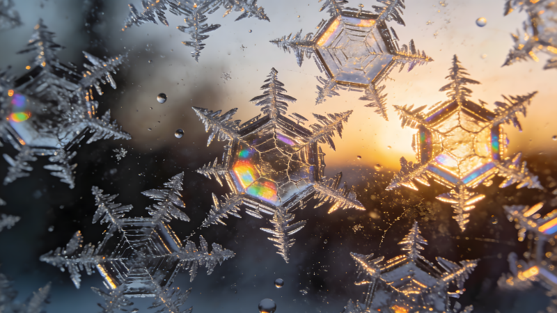 晶莹雪花飘落图片