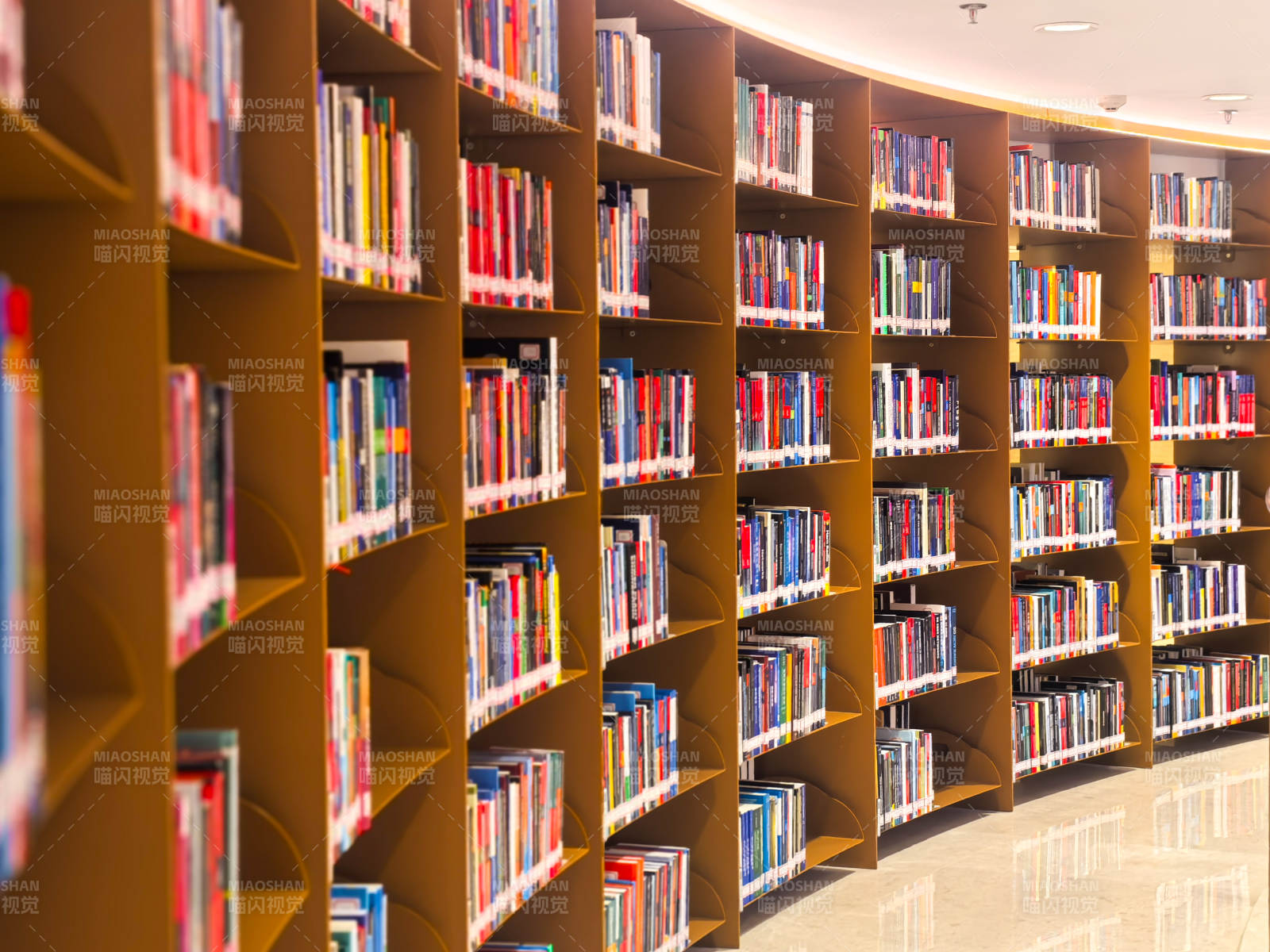 书架林立的图书馆图片