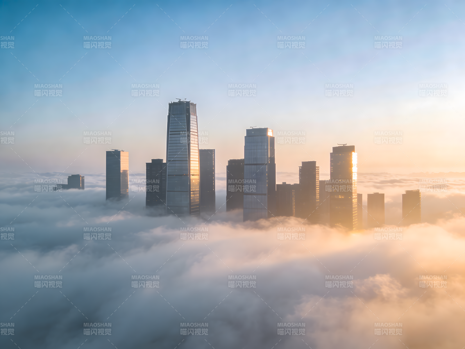 云海之上 城市之巅图片