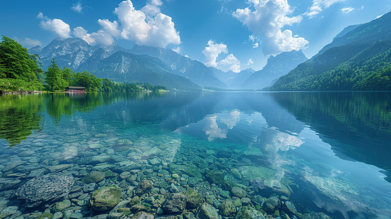 湖光山色如画图片