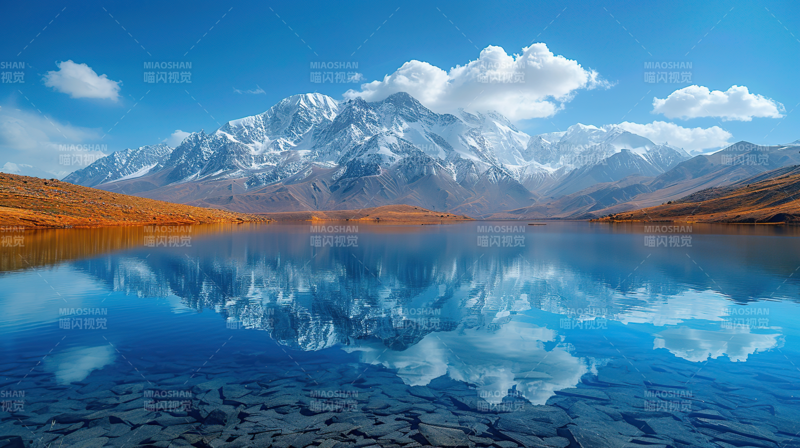 雪山倒影湖光图片