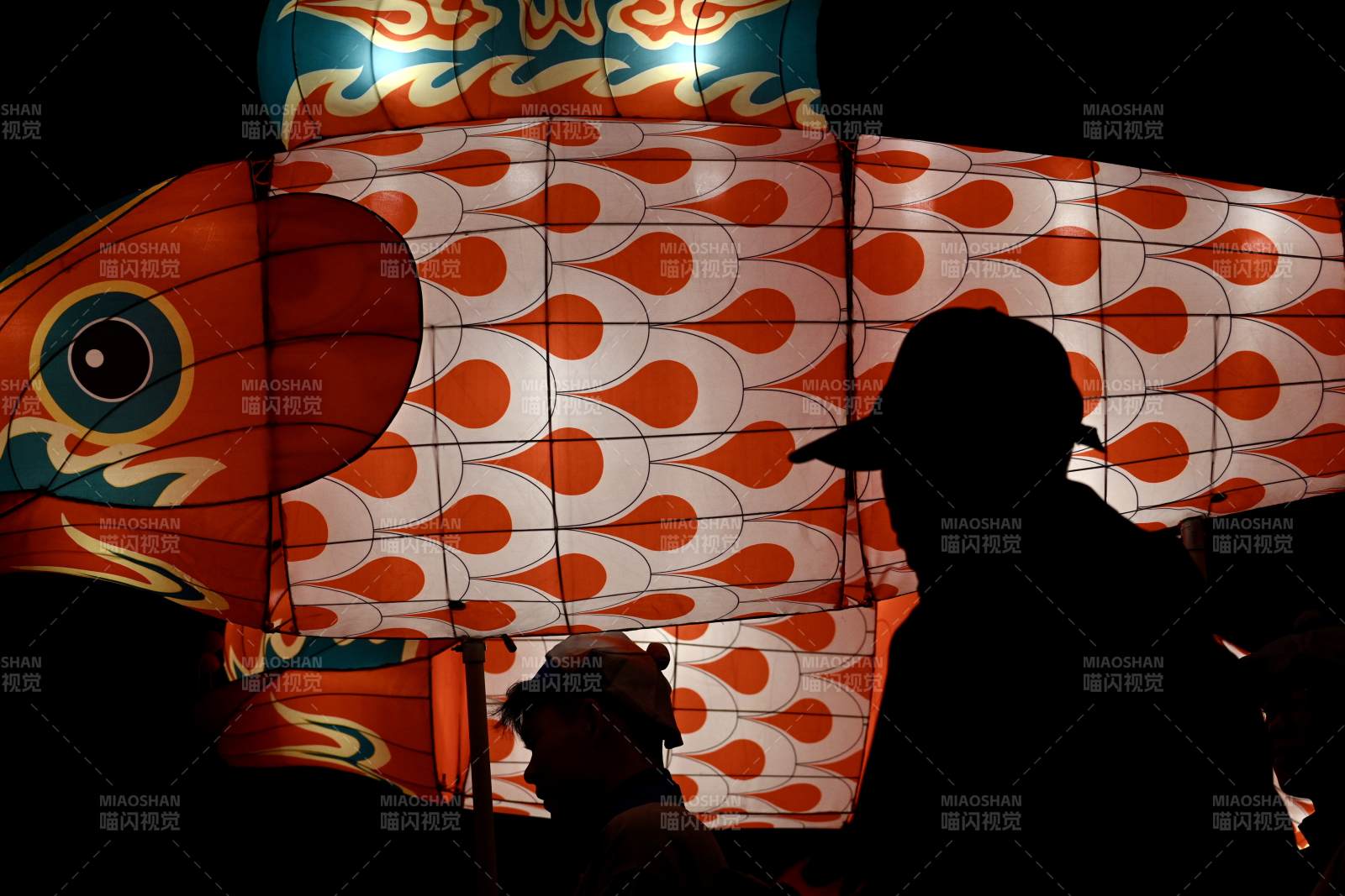 鱼灯映影夜游人图片