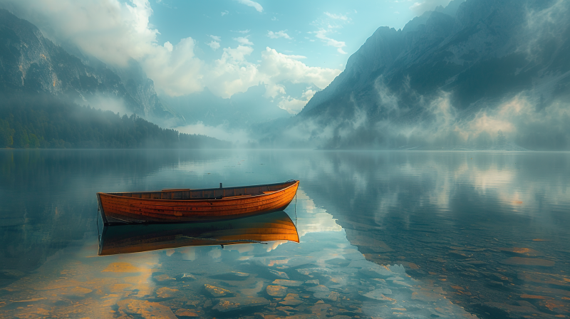 湖光山色映孤舟图片