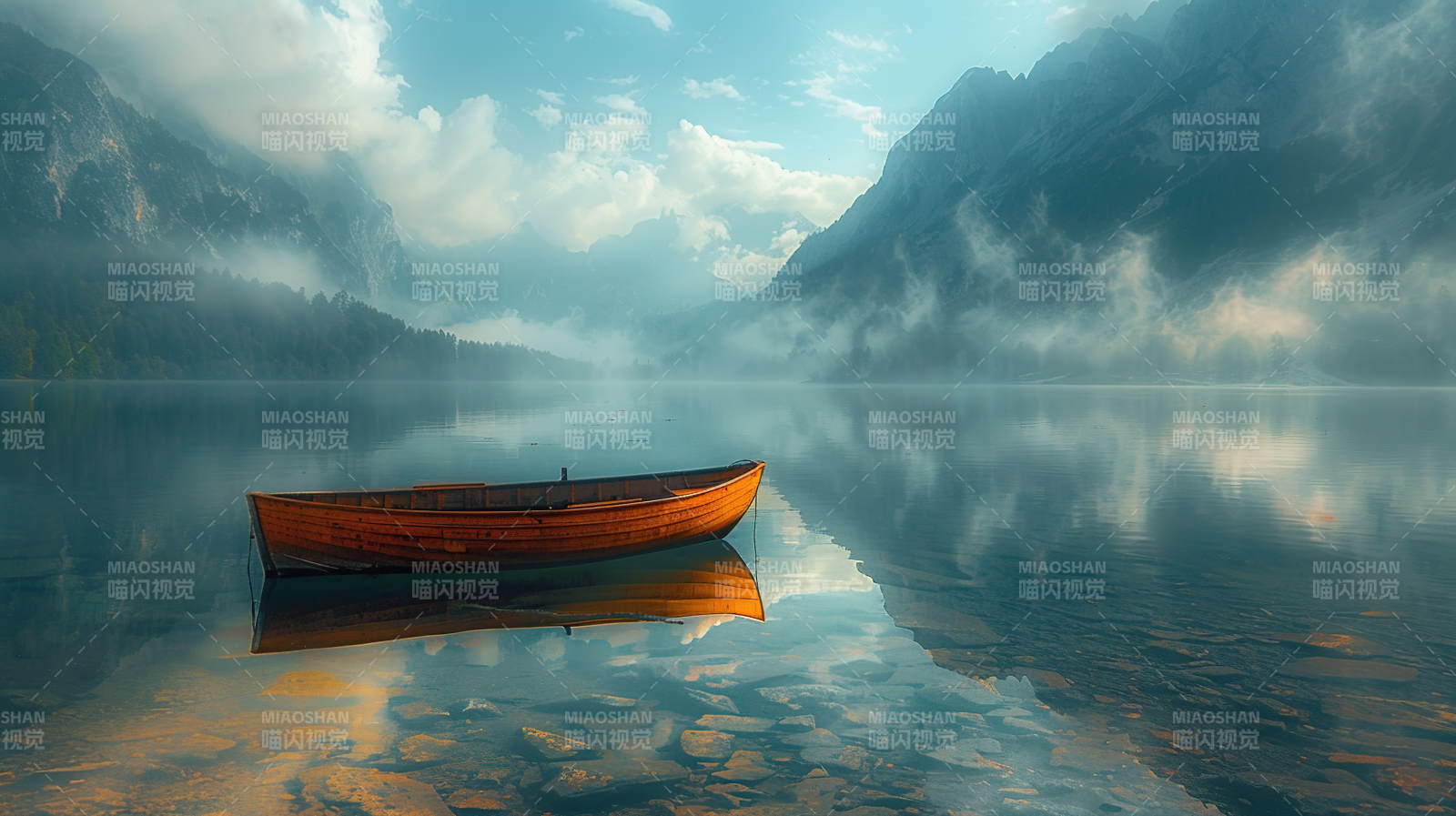 湖光山色映孤舟图片