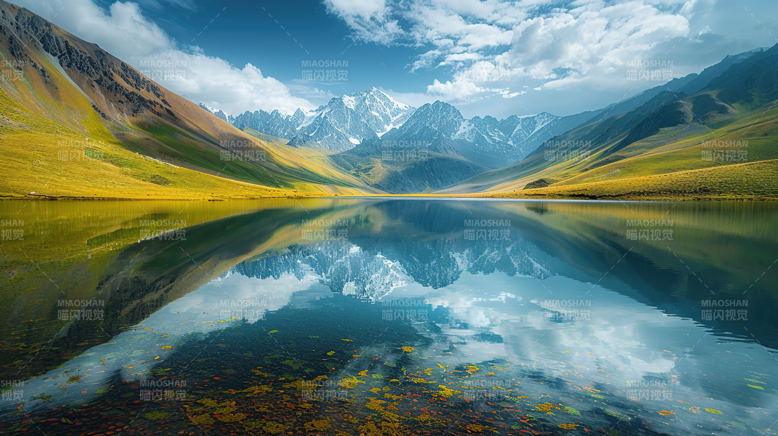 雪山倒影湖光图片