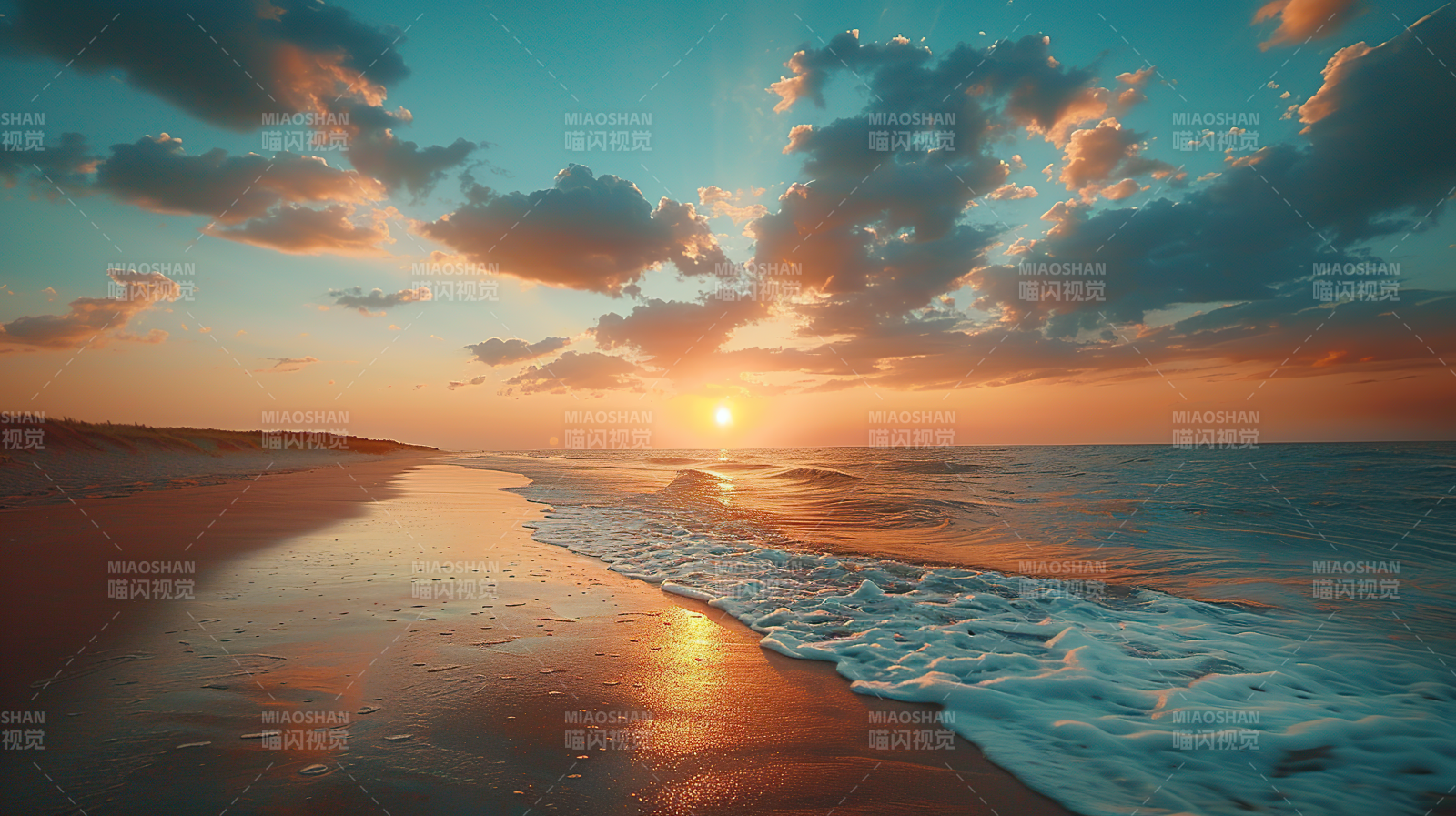 夕阳沙滩美景图片