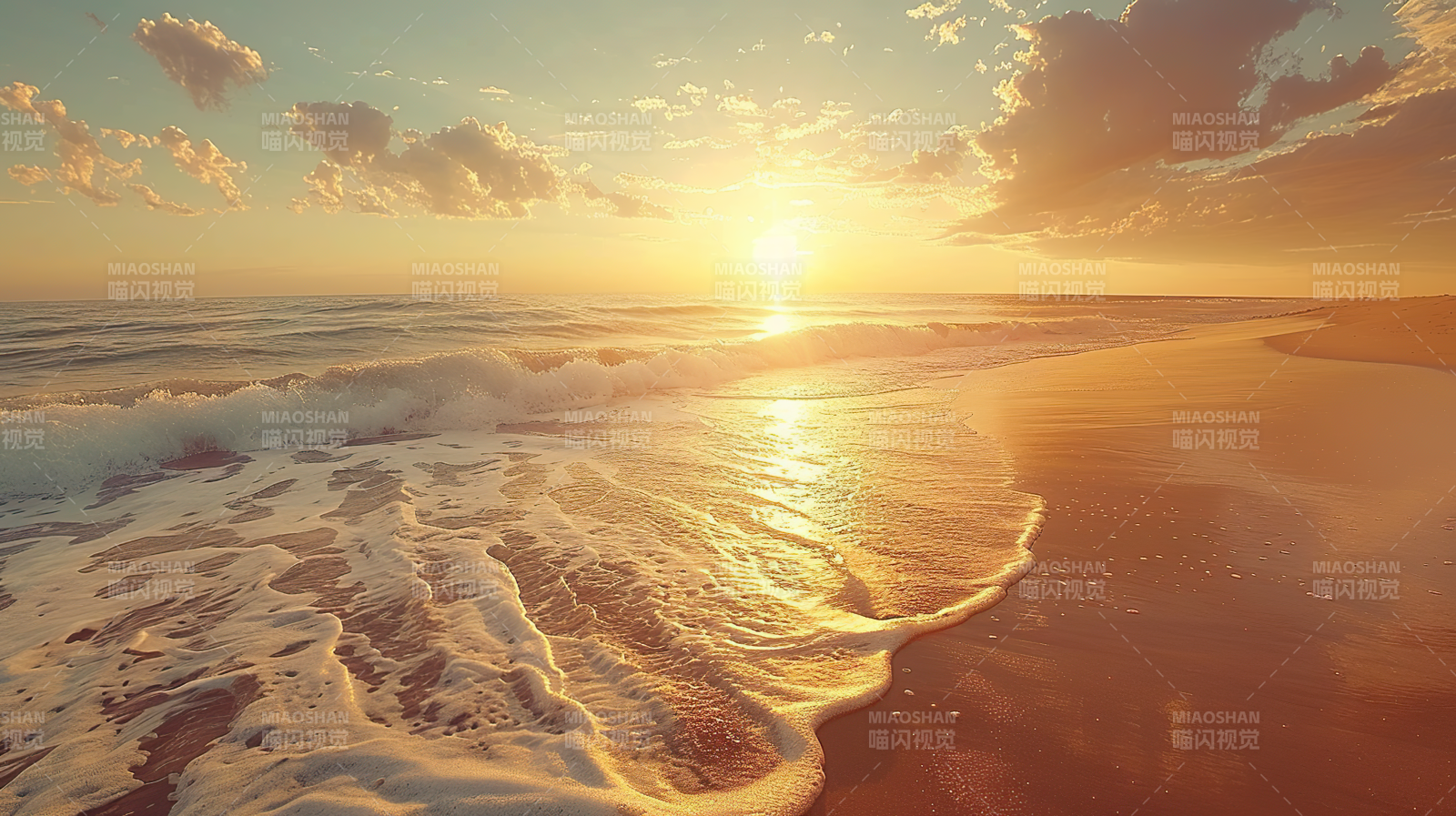 夕阳海滩美景图片