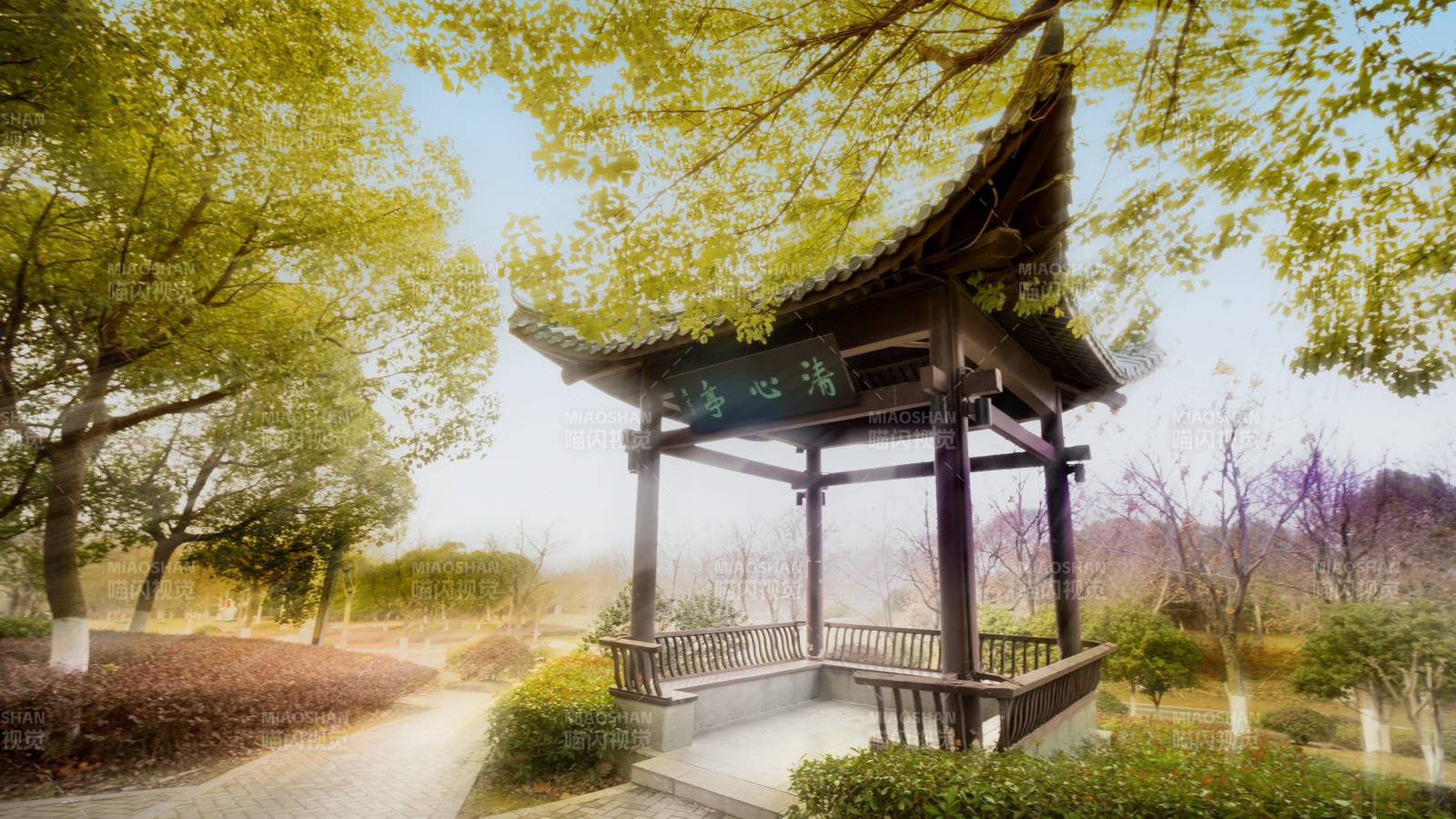 幽静亭台春意浓芜湖市神山公园图片