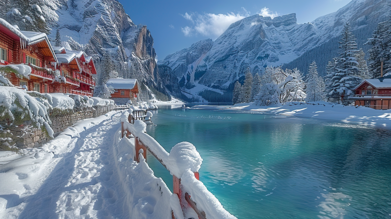 雪湖山居美景图片