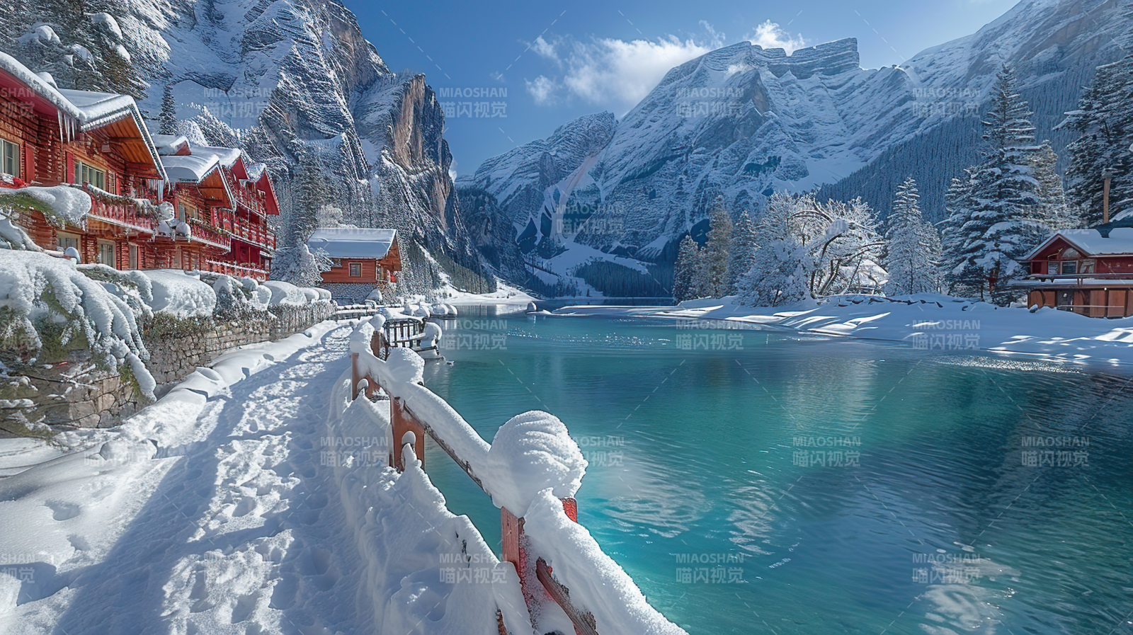 雪湖山居美景图片