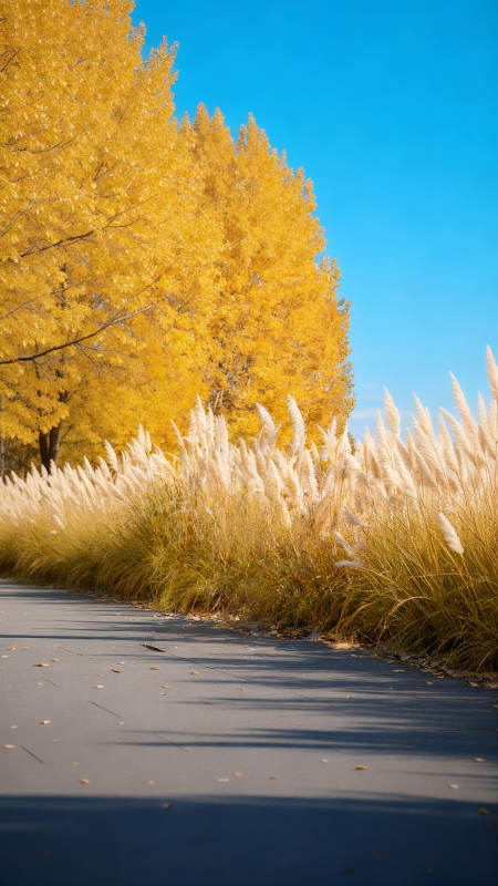 秋日金黄小径图片