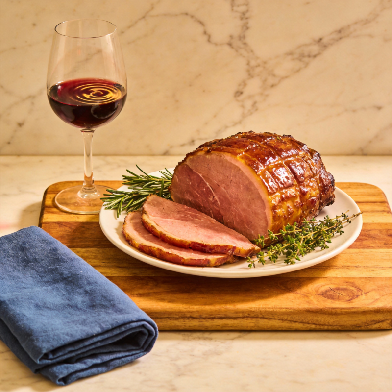 烤火腿配红酒图片