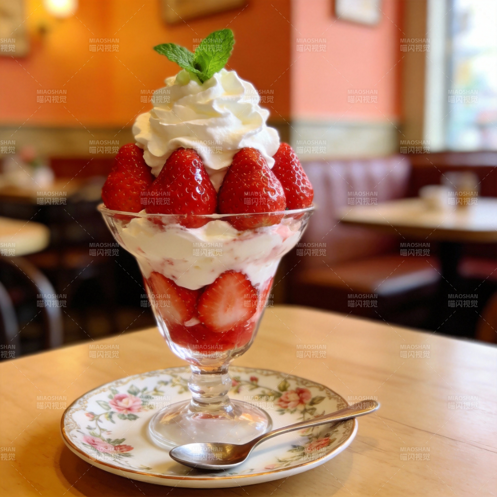 草莓奶油甜品图片