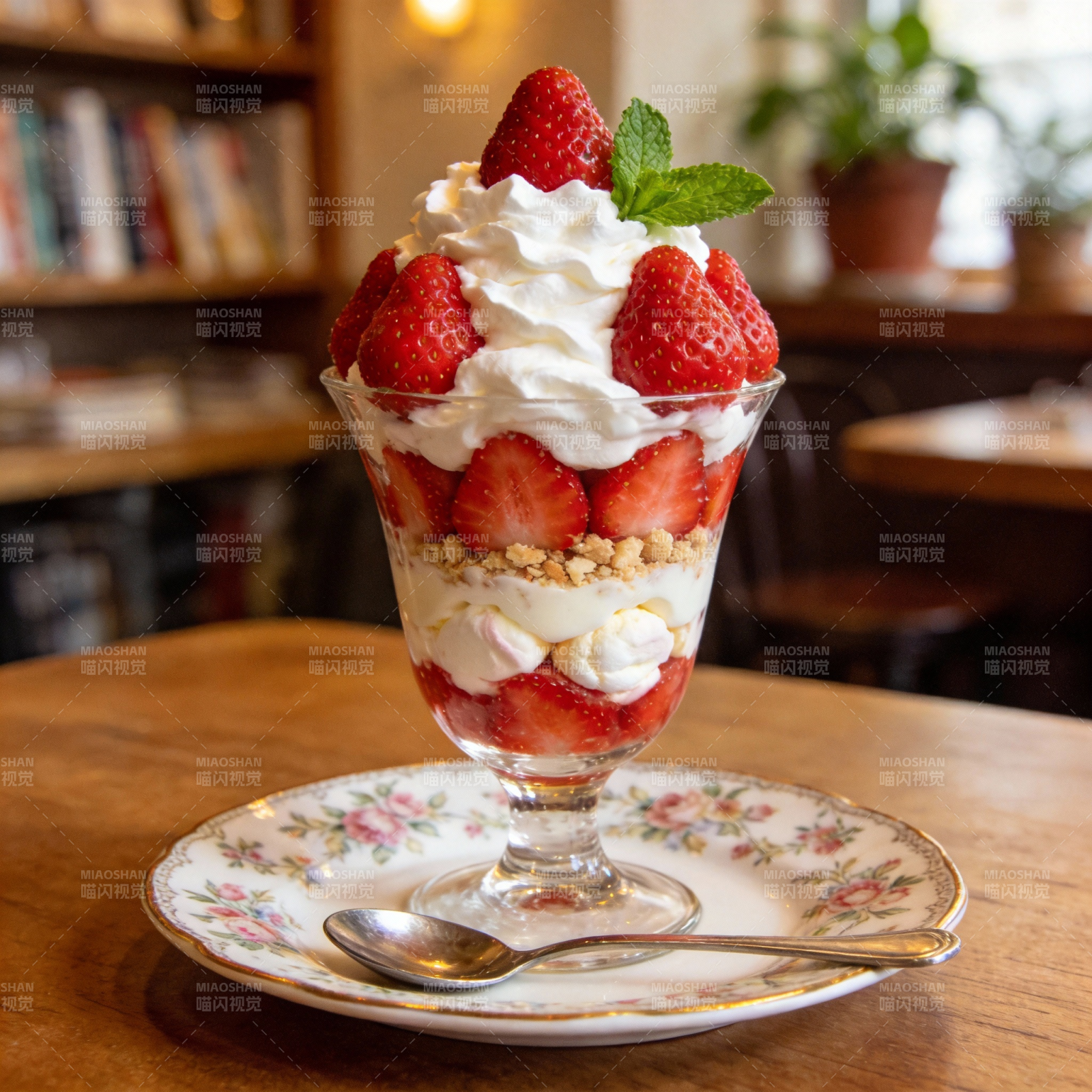 草莓奶油甜品杯图片