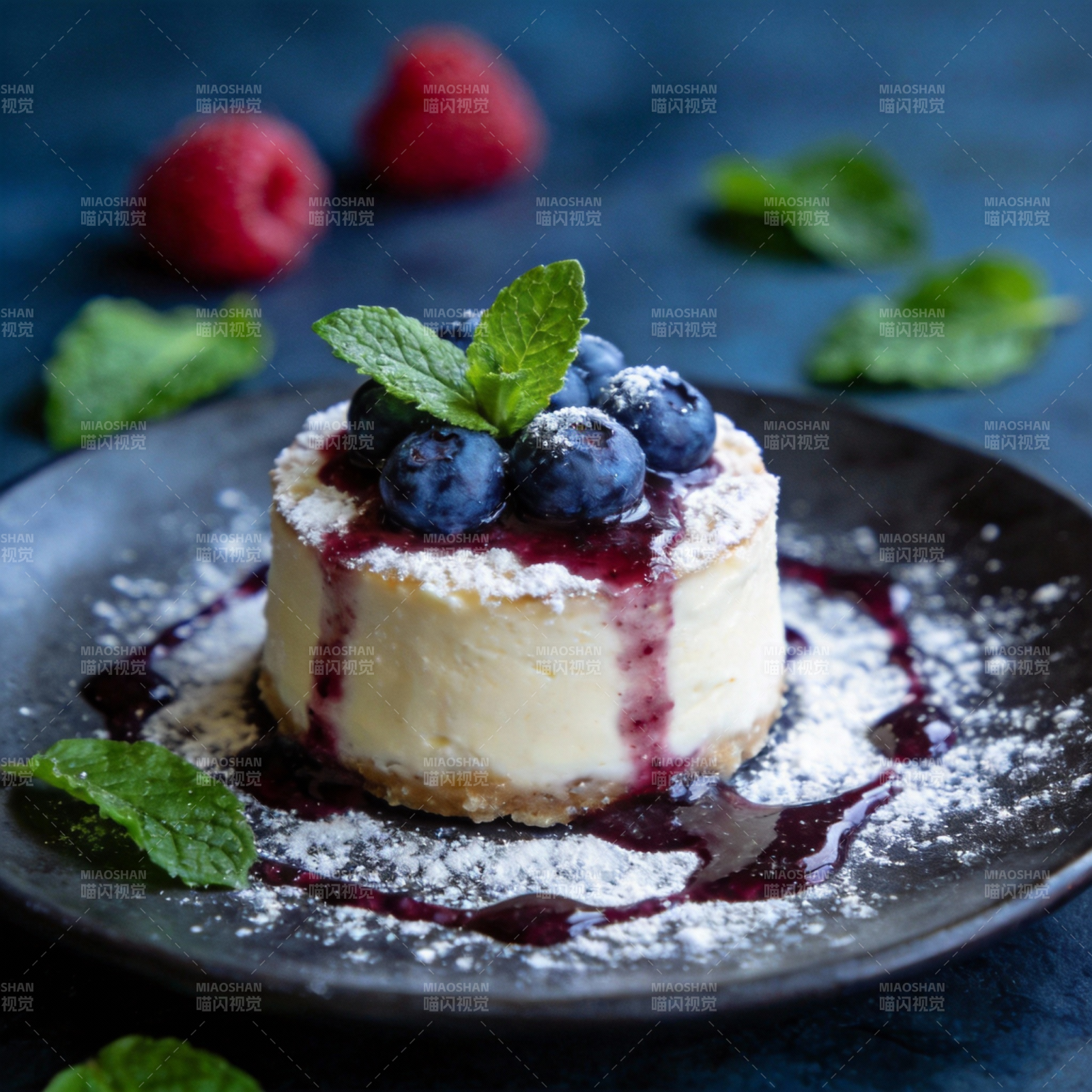 蓝莓芝士蛋糕图片