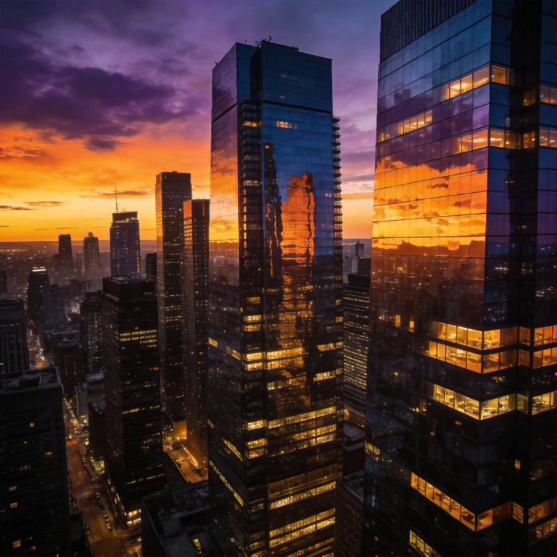 都市暮色璀璨图片