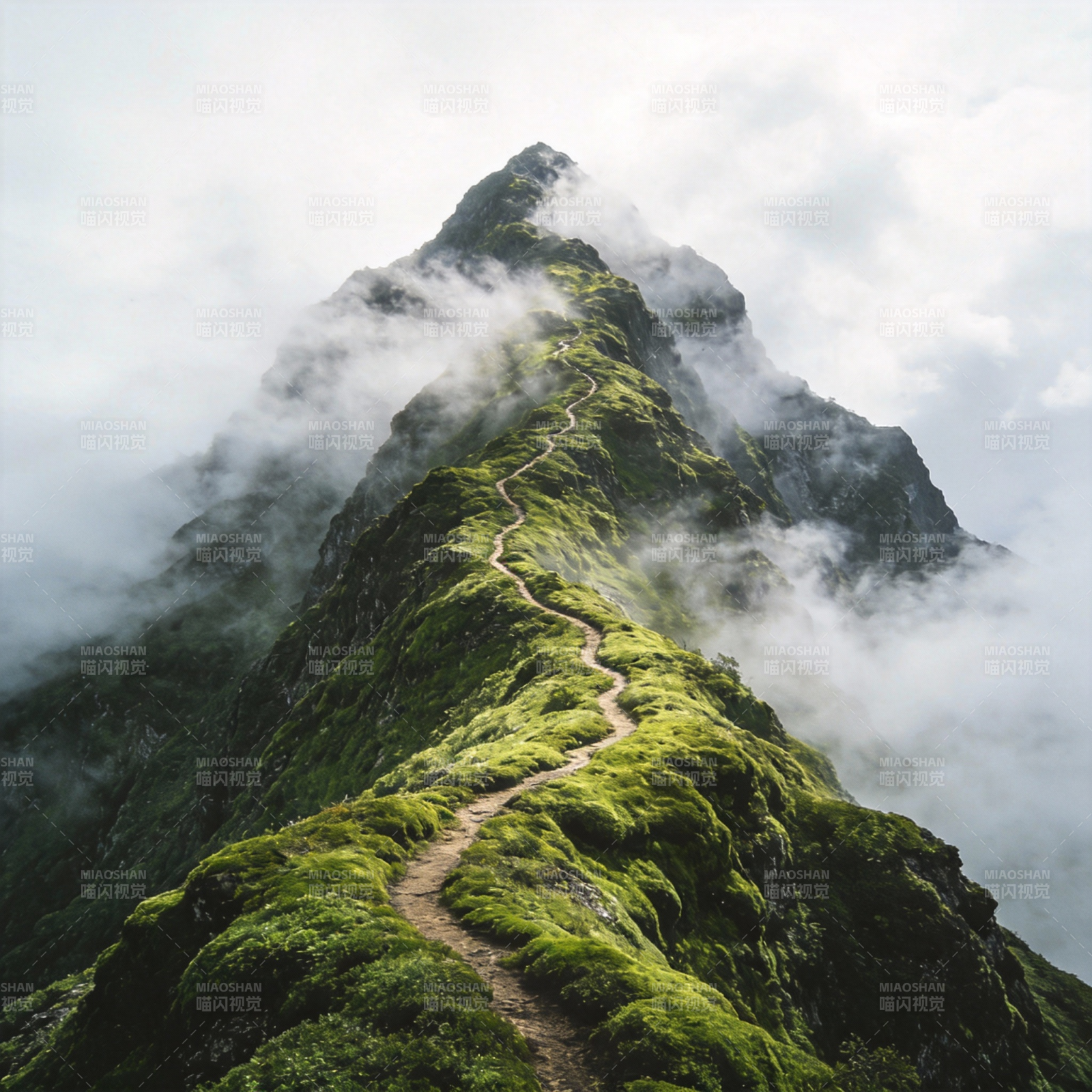 云雾缭绕山径图片