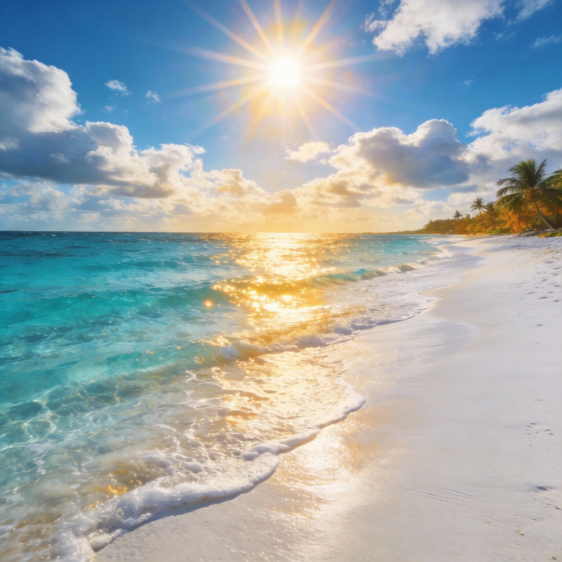 阳光沙滩海浪图片