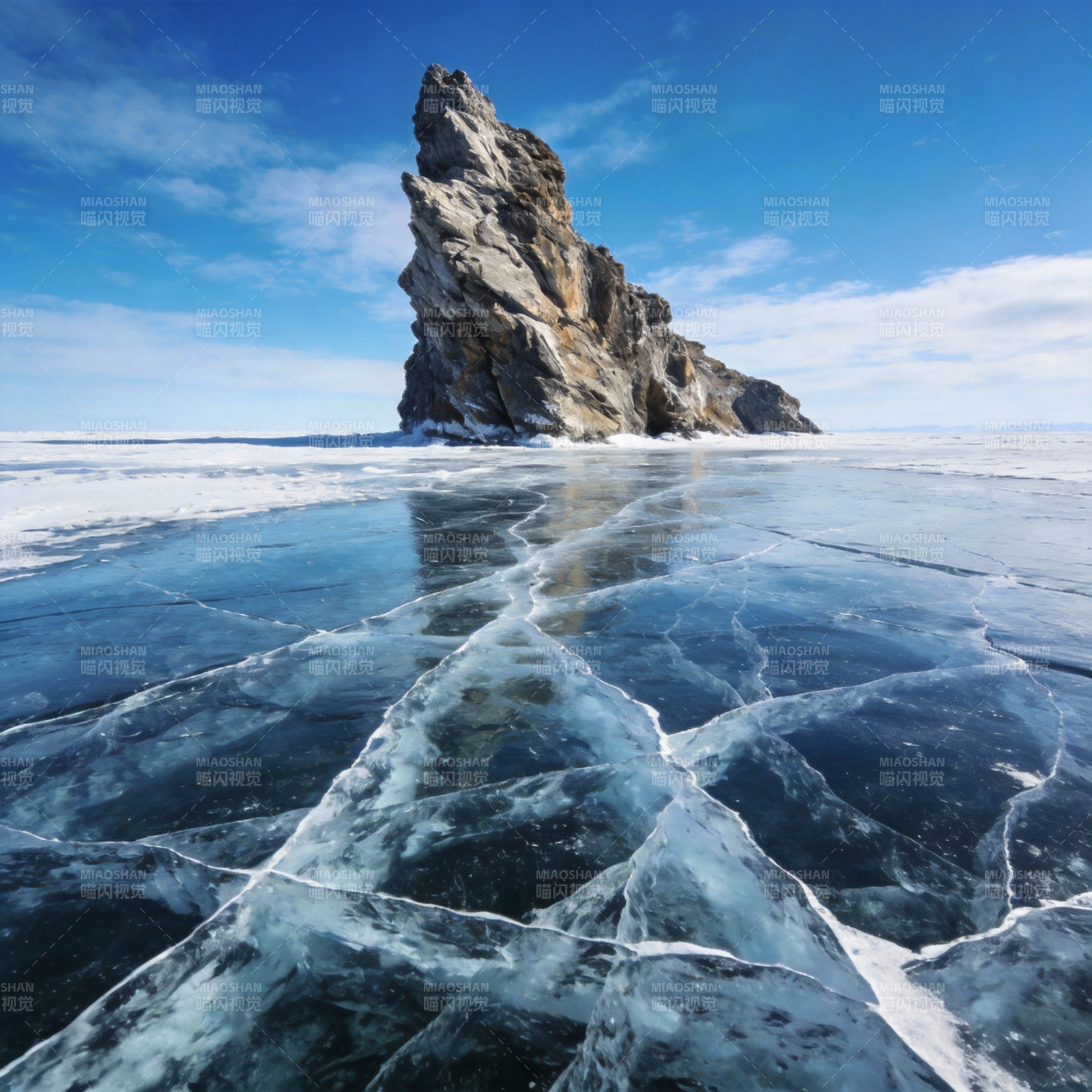 冰湖奇石图片