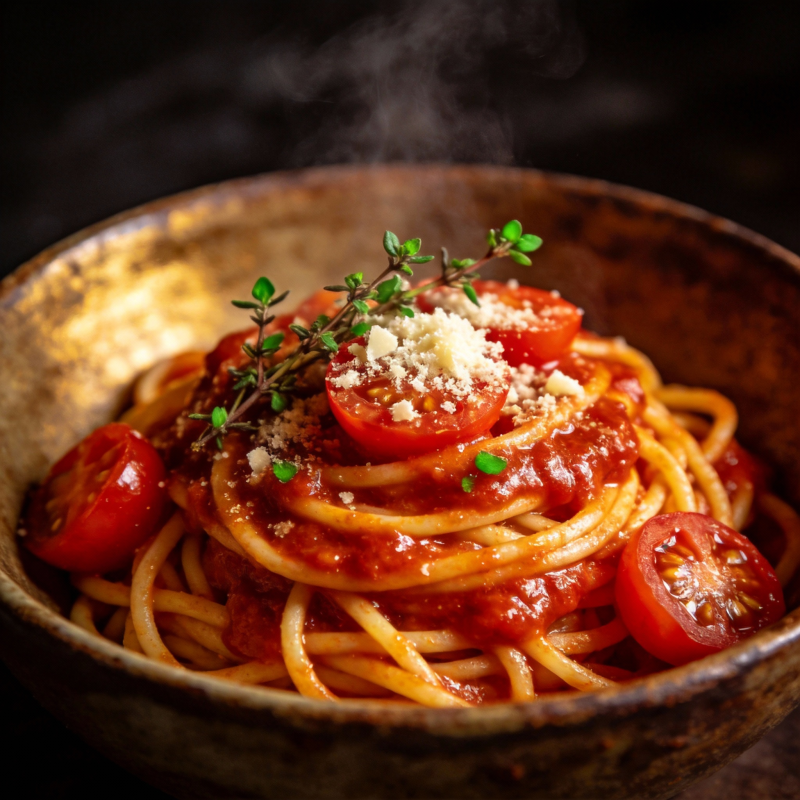 热腾腾的番茄意面图片