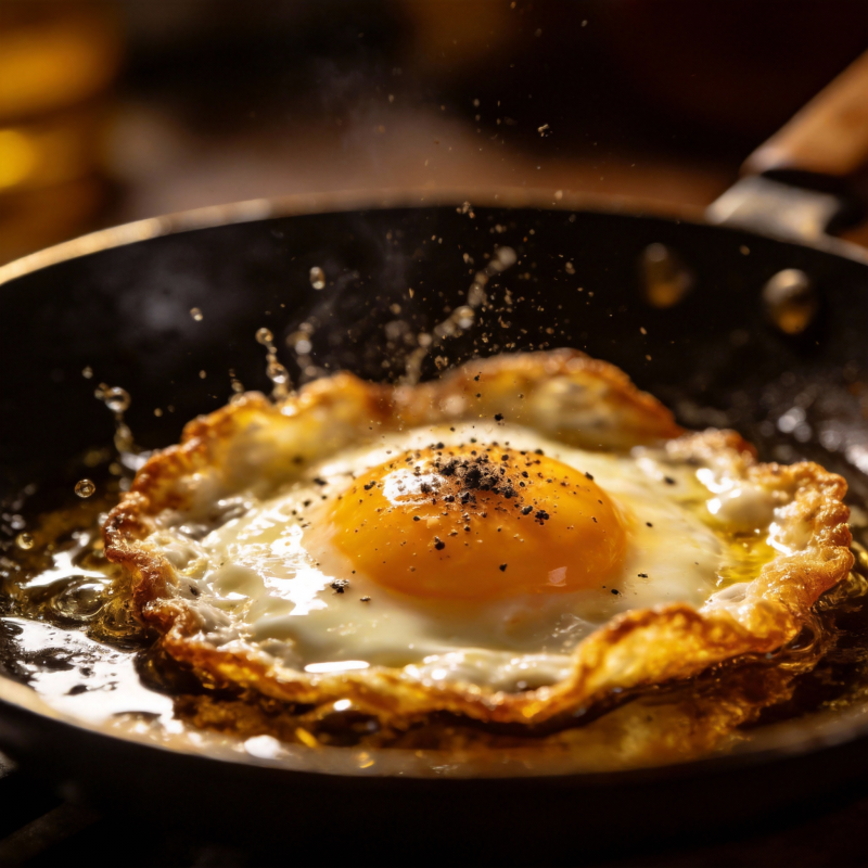 煎蛋滋滋作响图片