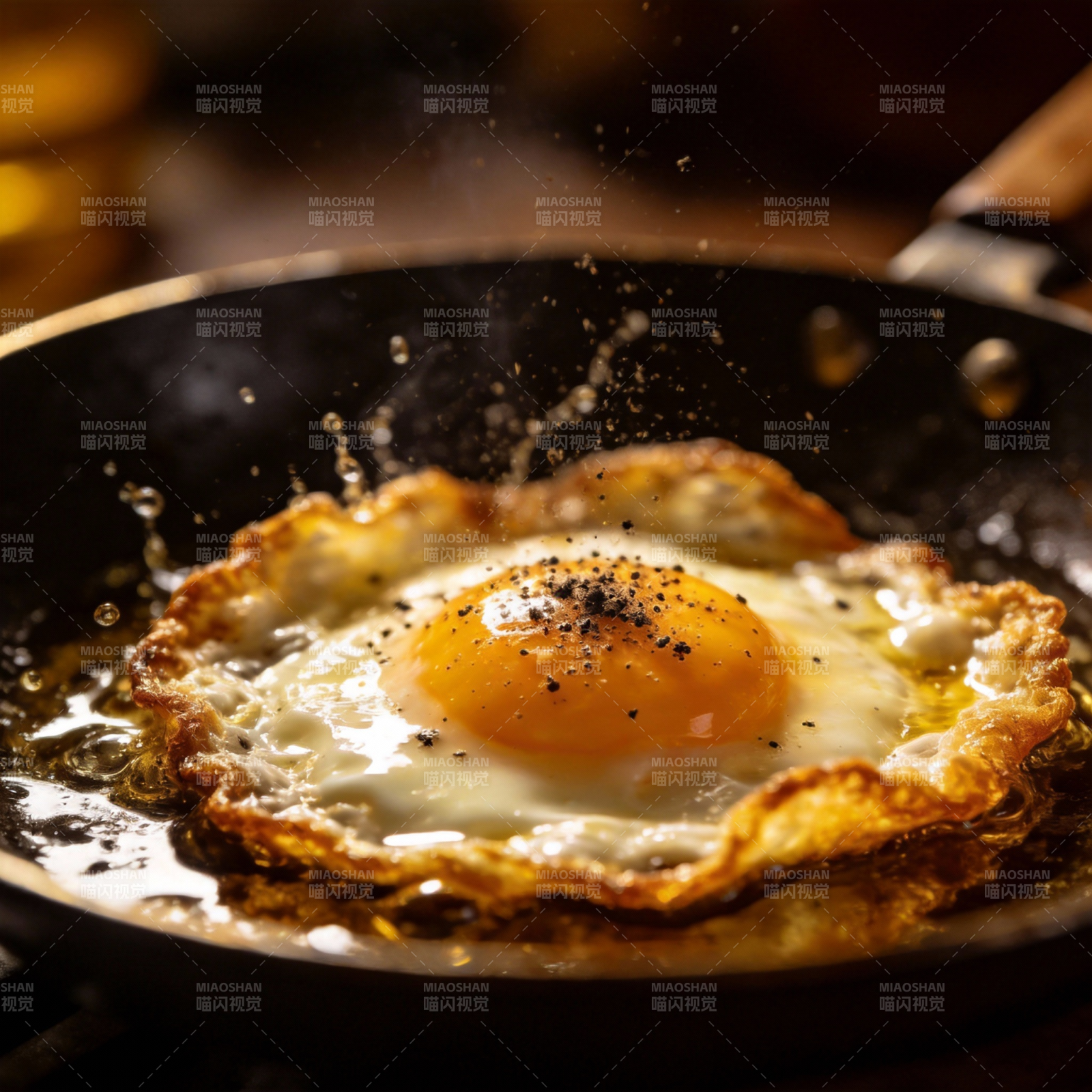 煎蛋滋滋作响图片