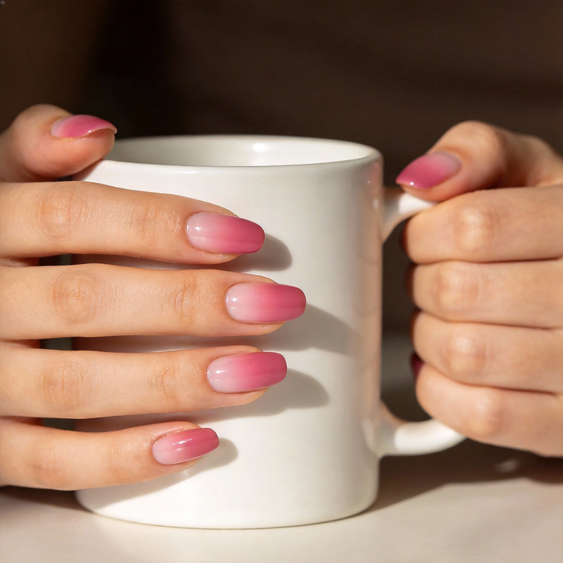 美甲手捧白杯图片