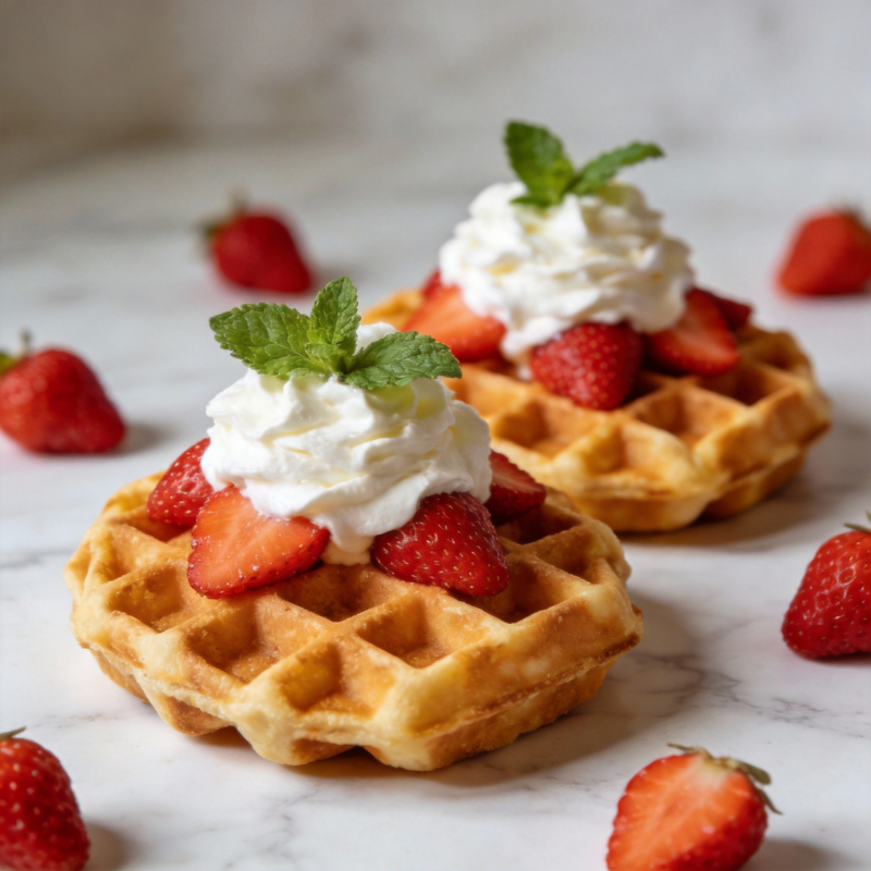 草莓奶油华夫饼图片