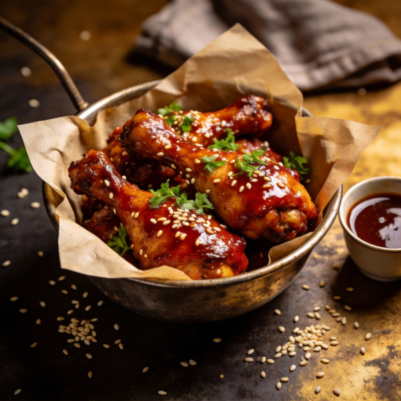 蜜汁鸡腿配芝麻图片