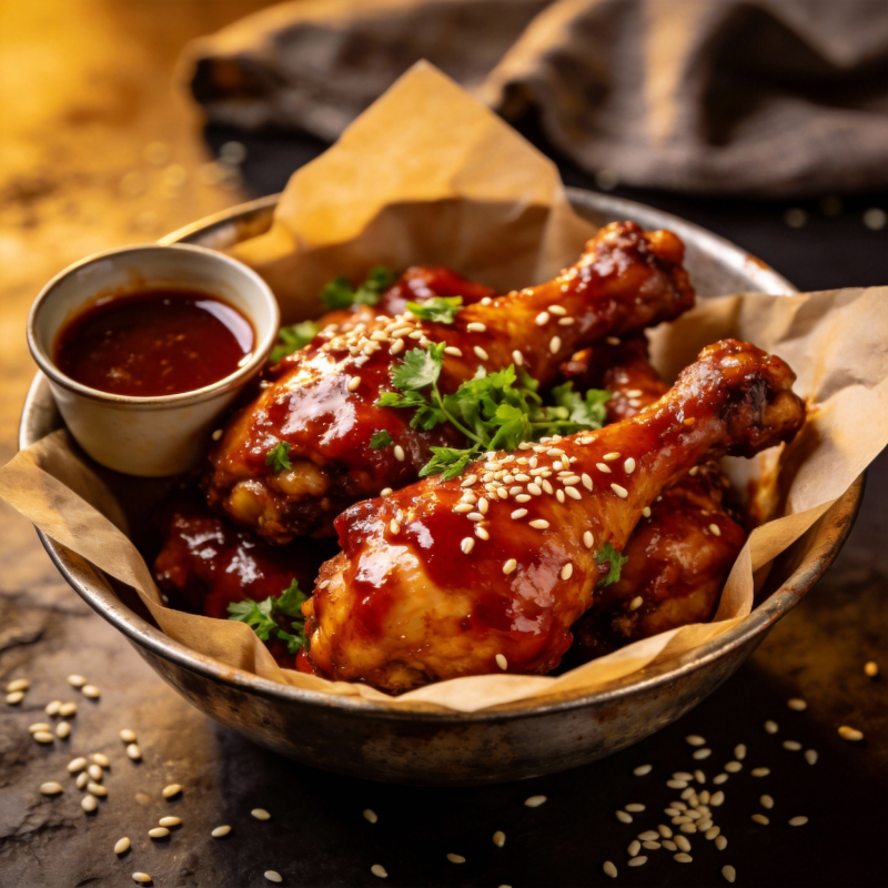 辣酱鸡腿配芝麻图片