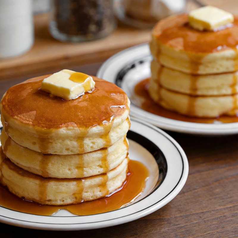 松饼配黄油糖浆图片
