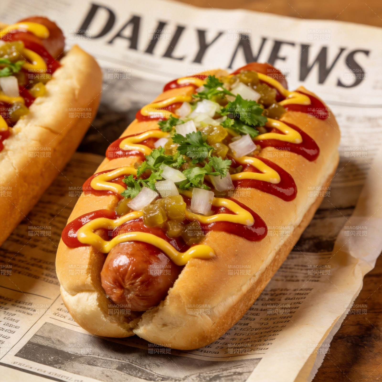 美味热狗特写图片