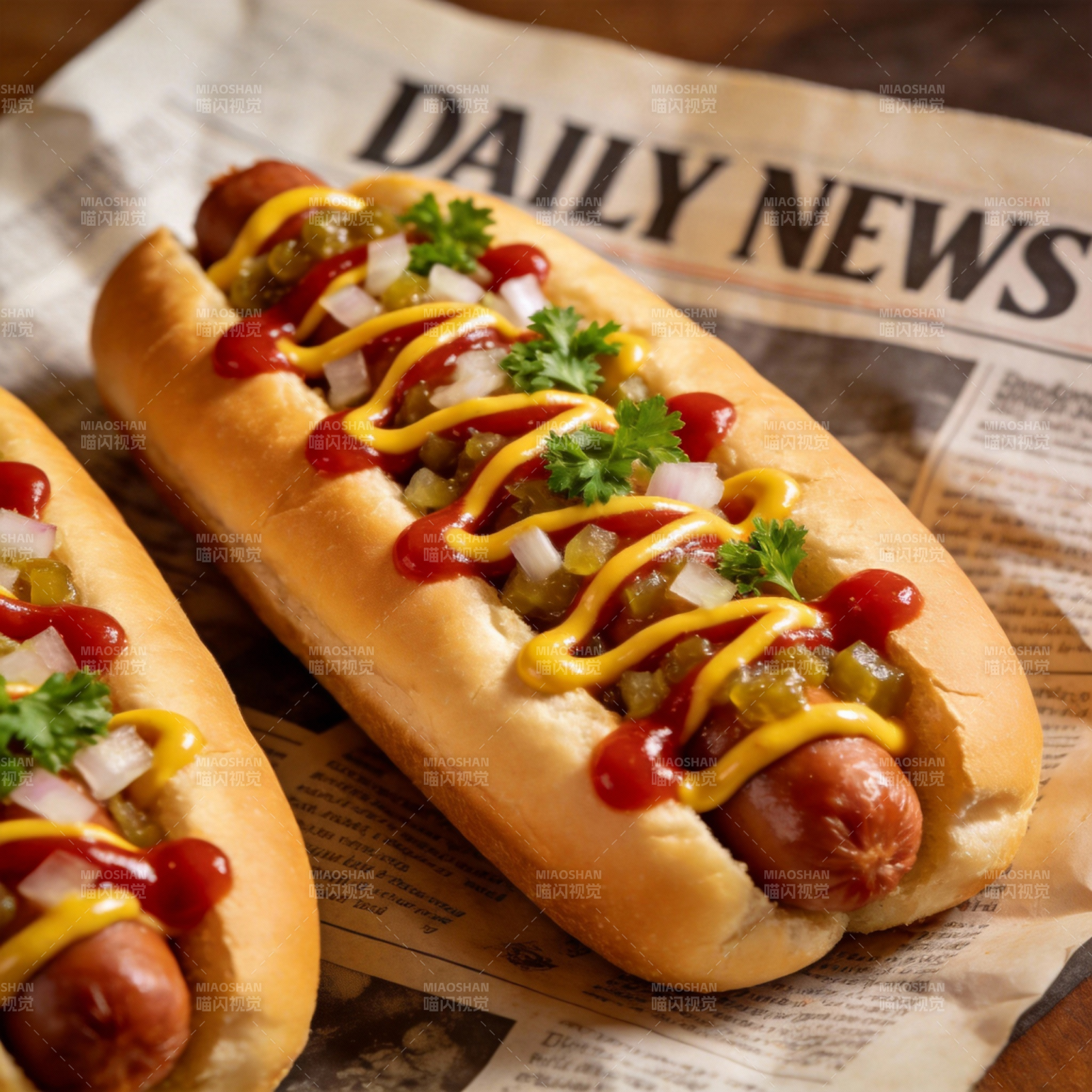 美味热狗特写图片