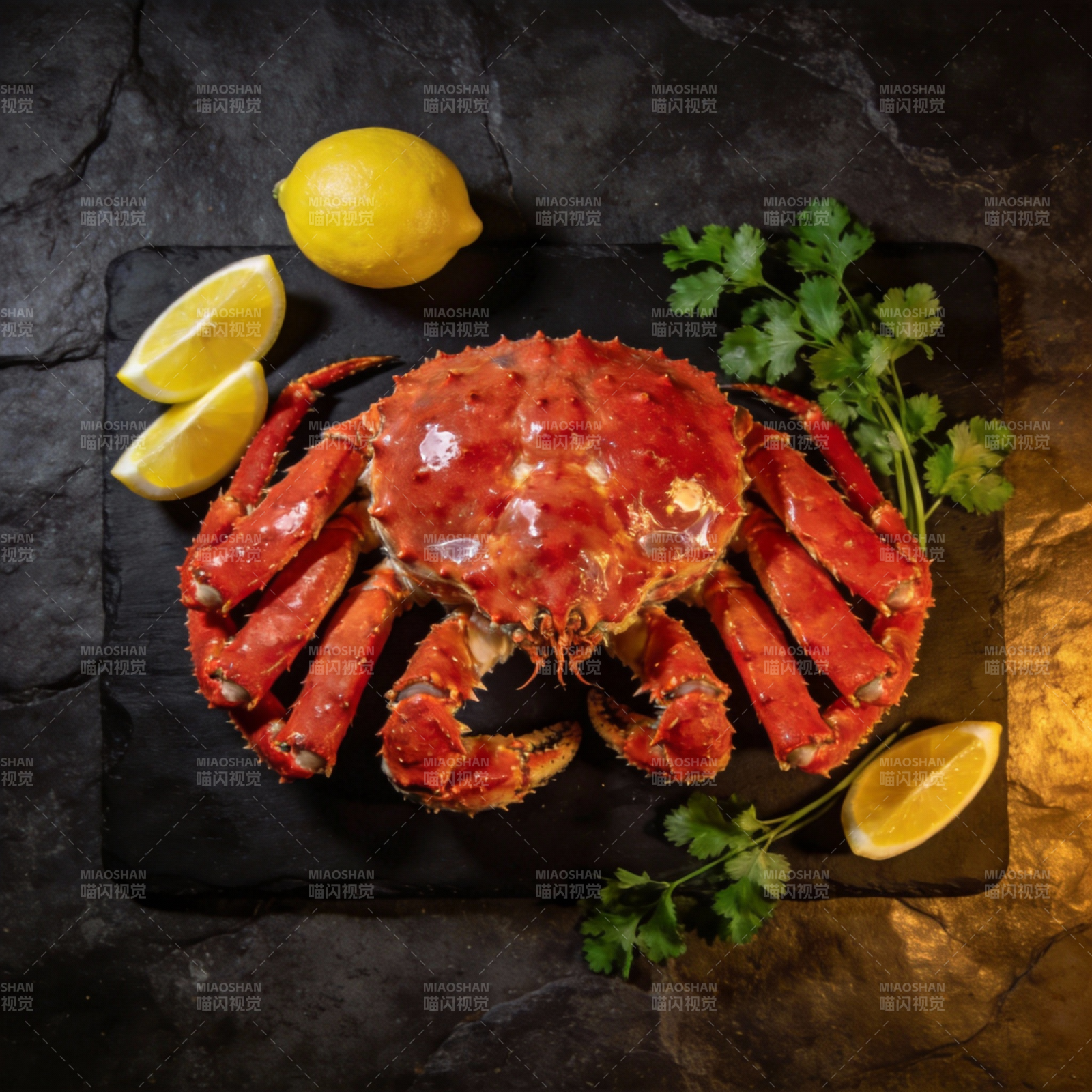 红蟹配柠檬香菜图片