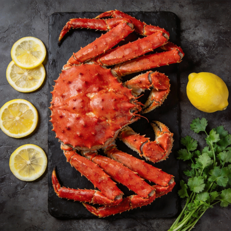 鲜红帝王蟹配柠檬图片