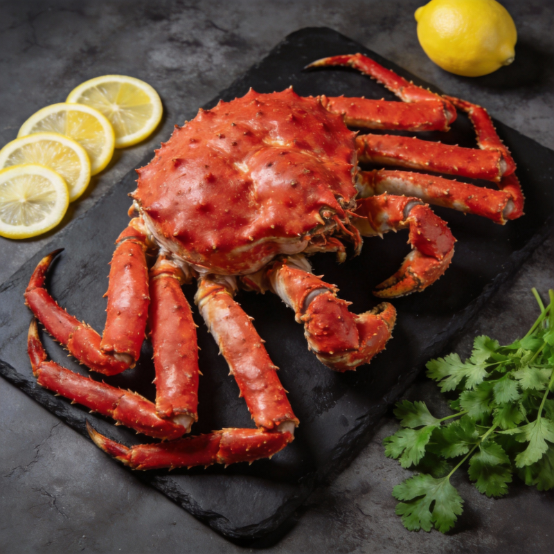 帝王蟹配柠檬香菜图片
