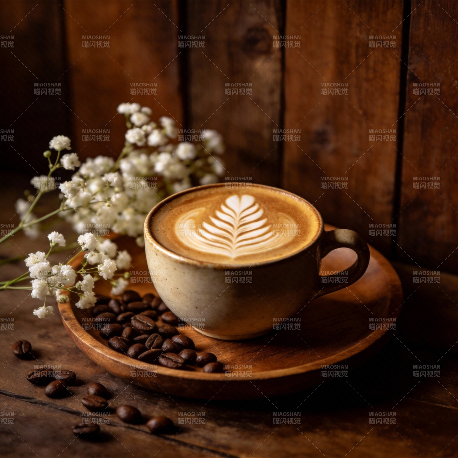 咖啡花艺静谧时光图片