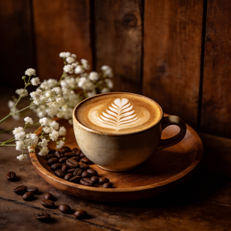 咖啡花艺静谧时光图片