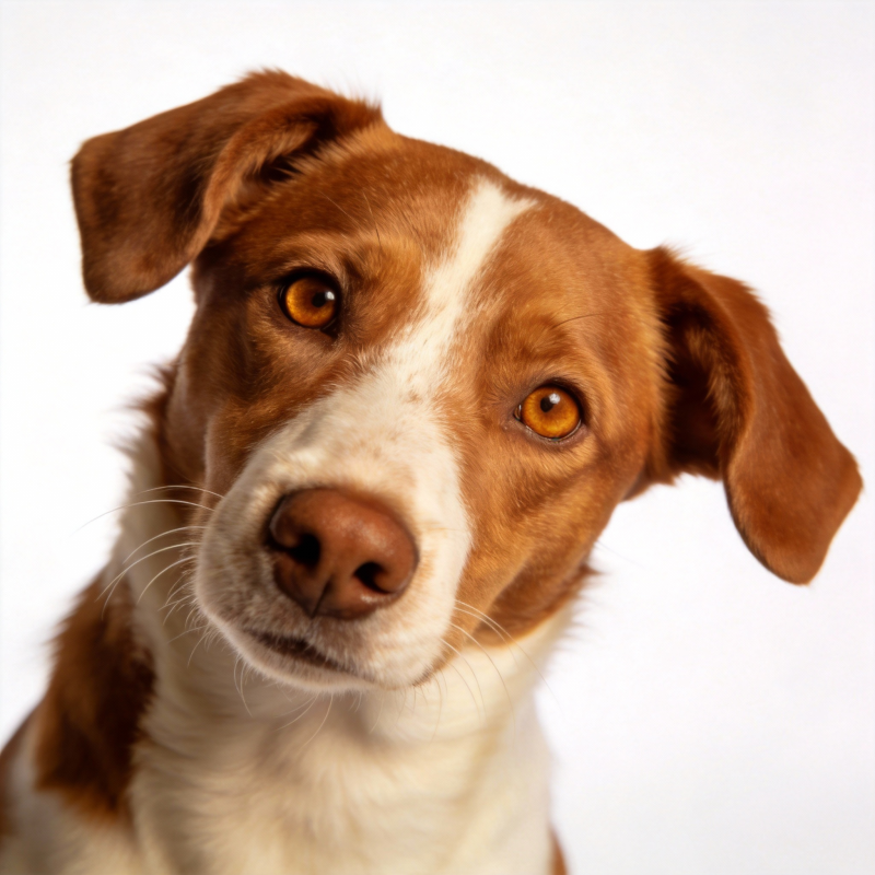 棕白犬凝视镜头图片