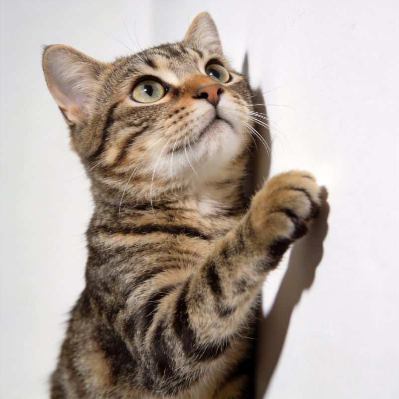 猫咪仰望伸手图片