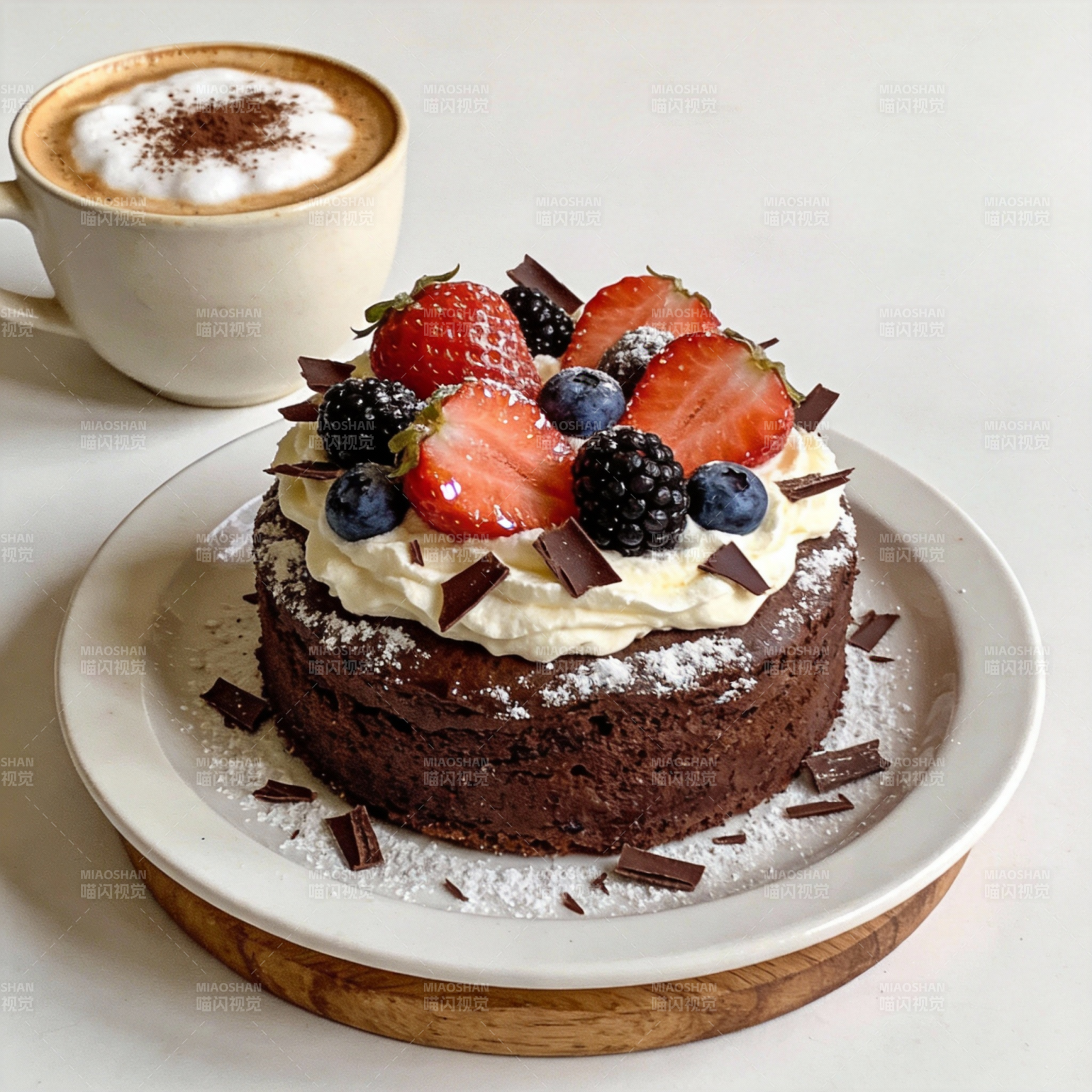 巧克力蛋糕配咖啡图片