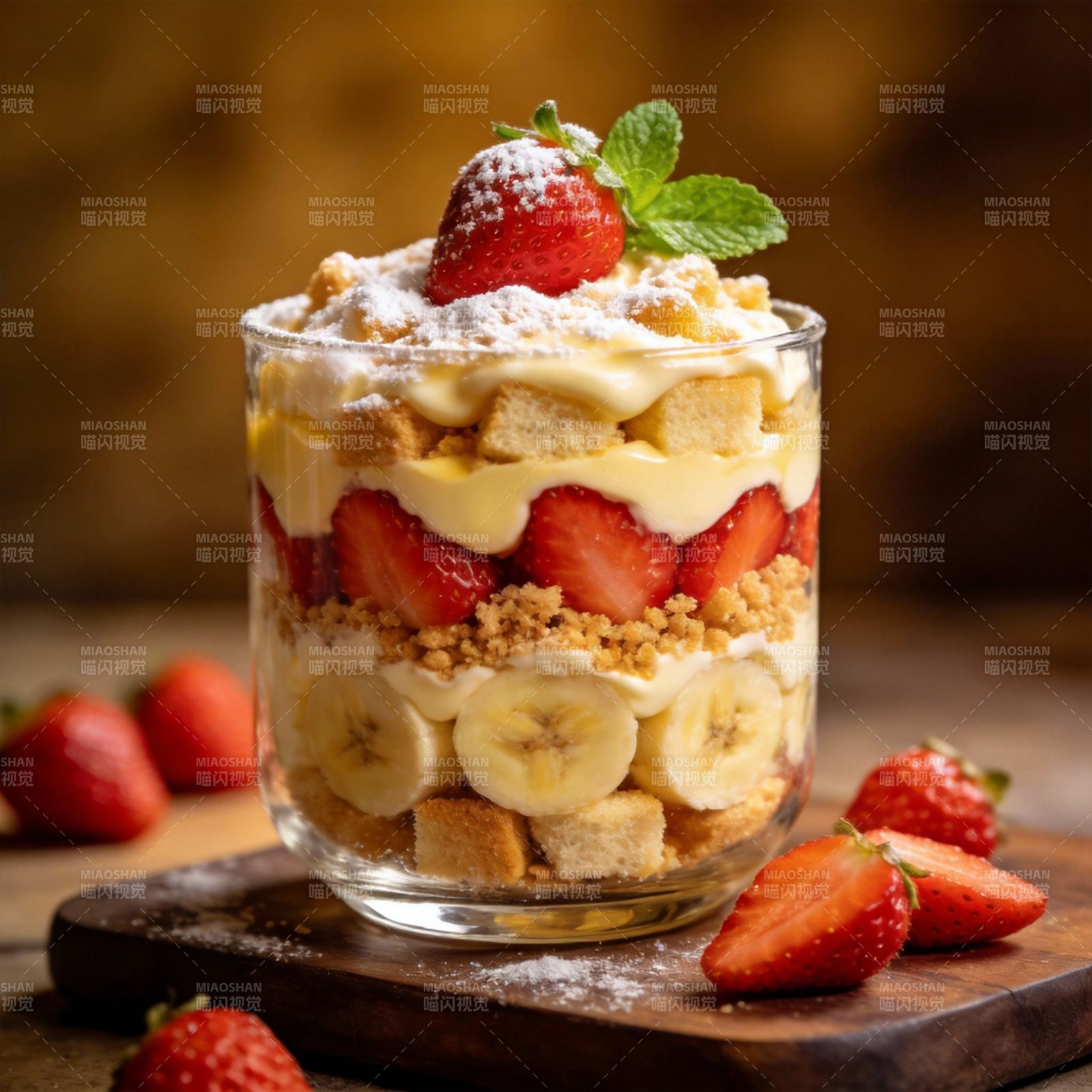 草莓香蕉提拉米苏图片